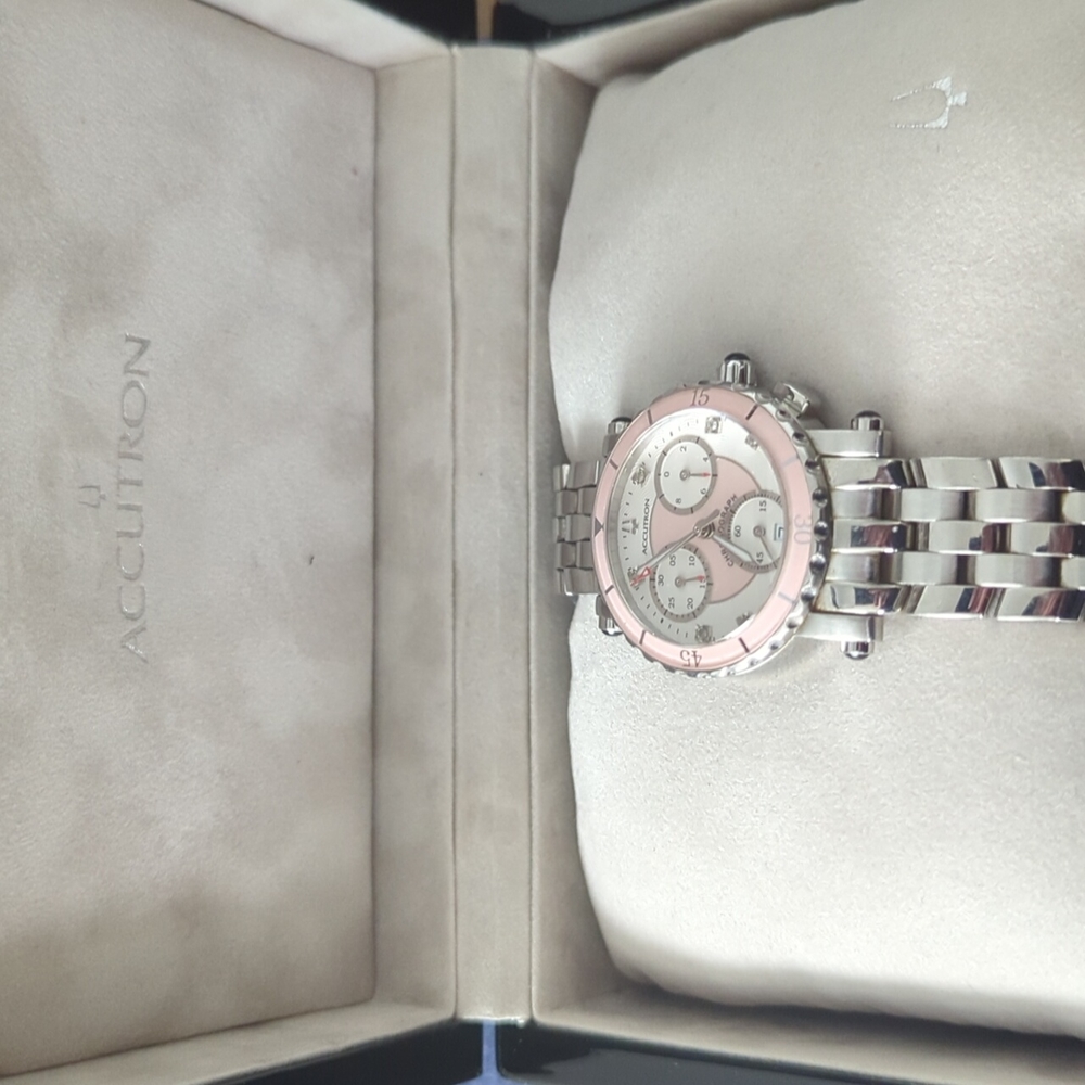 Accutron Steel Water Resistant Pink Watch with Sapphire Crystal